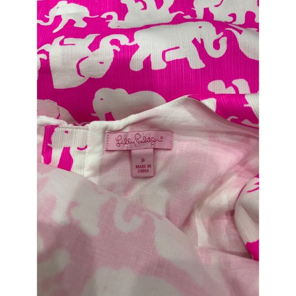 ❤️ Lilly Pulitzer Delia elephant prints shift dress in pink Size 6 - Picture 8 of 11